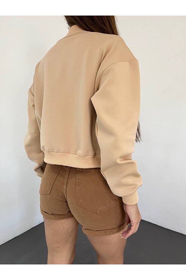 Kadın Dalgıç Kumaş Bomber Ceket - 5