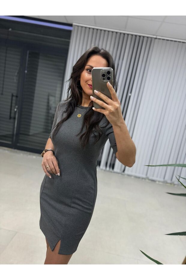 Ms Basic Gri Çelik Elbise - 1
