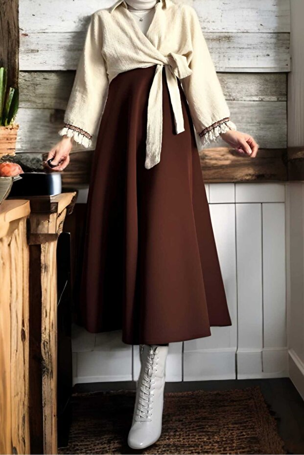 Scuba Puff Brown Skirt
