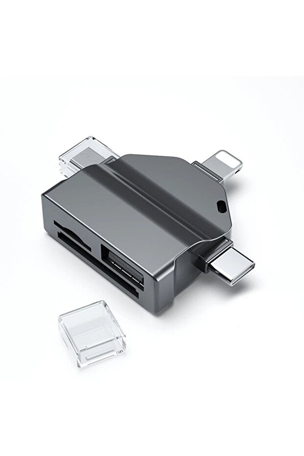 Lightning Type-C Micro USB to USB Flash Bellek ve SD / TF Kart Okuyucu Adaptör - FC459 - 1