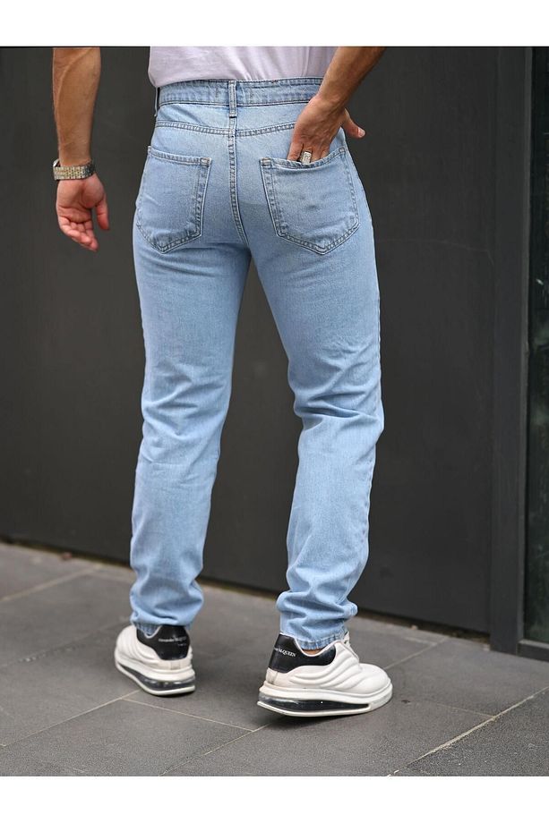 Erkek Salaş Bol Paça Basic B.Mavi Baggy Kot Pantolon - 3