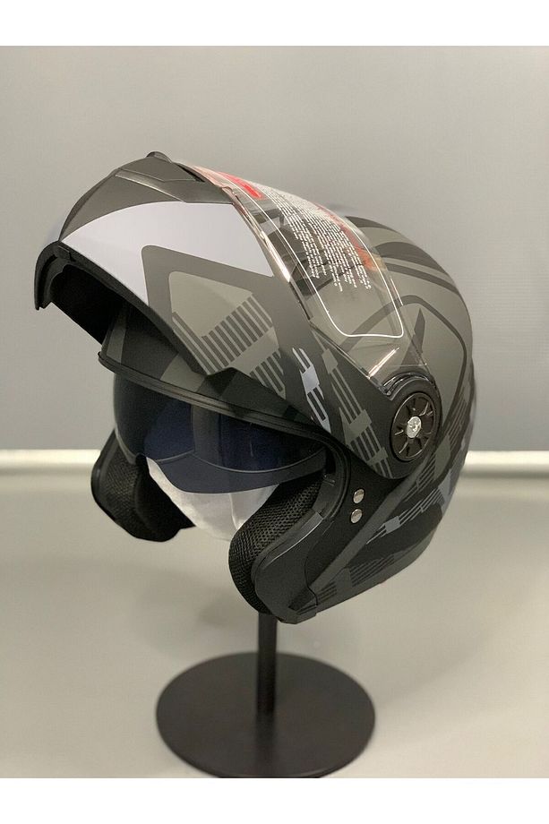 Jk 115 Güneş Vizörlü Çene Açılır Kask Z1 Grey - 7