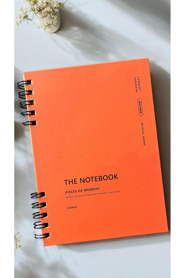 The Notebook Serisi Spiralli 80 Yaprak Kareli A5 Defter (ORANGE CORAL KAPAK - 1