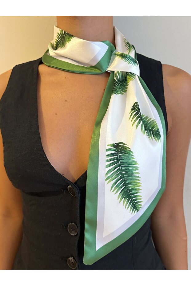 وشاح ربطة عنق بنمط أوراق الشجر الخضراء - 2