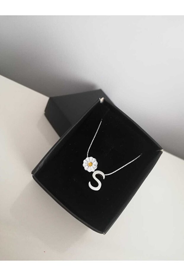 Women's Silver Color Mini S Letter Necklace, Initial Letter Necklace