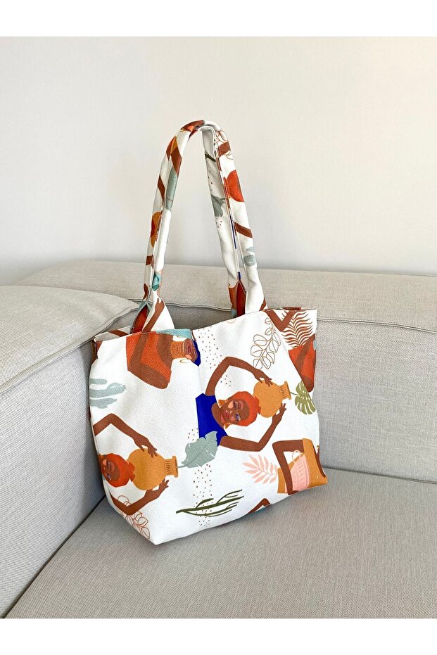 حقيبة قماش منقوشة بوهو ناعمة - حجم متوسط - 1