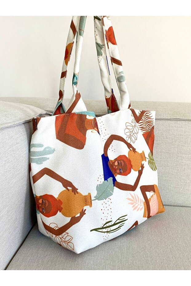 حقيبة قماش منقوشة بوهو ناعمة - حجم متوسط - 3