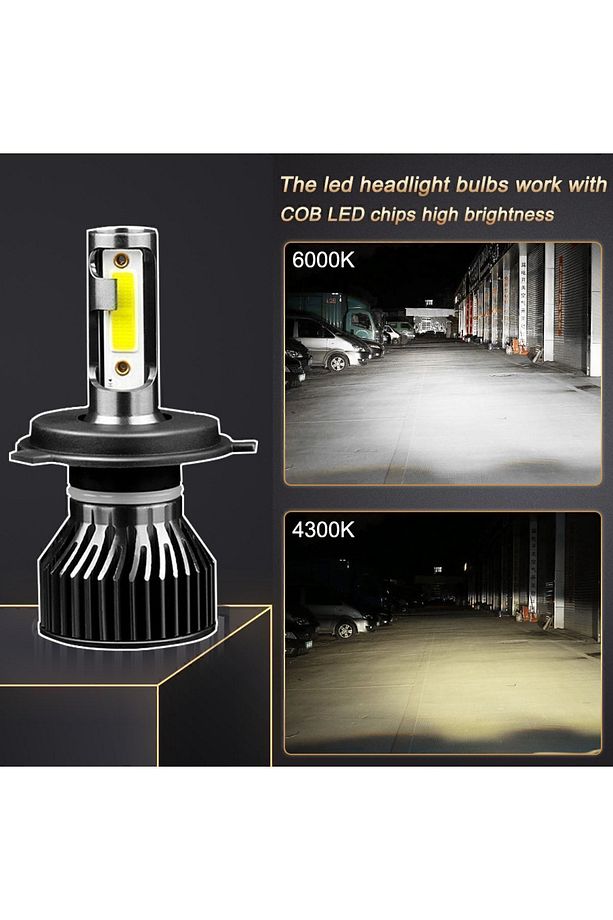 Slim H4 Led Xenon Far Ampul Şimşek Etkili 10800 Lümen Slim Kasa Led Xenon, Far Kapağı Kapanır - 7
