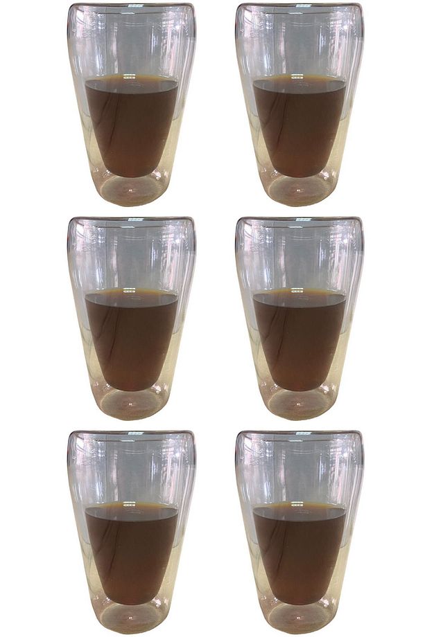 Çift Cidarlı Uzun Bardak 400 ml Su, Meşrubat, Nescafe, Latte Bardağı Çeyiz Listesi 6 Adet - 2258 - 4
