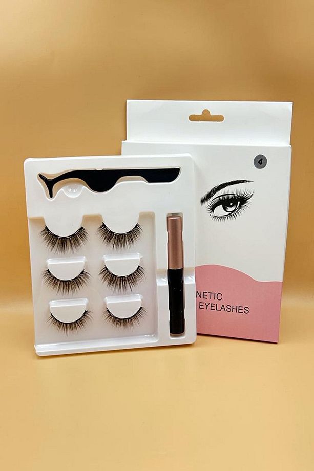 Gerçek Görünümlü 3 Çift Manyetik Kirpik Manyetik Eyeliner Cımbız Seti - 4