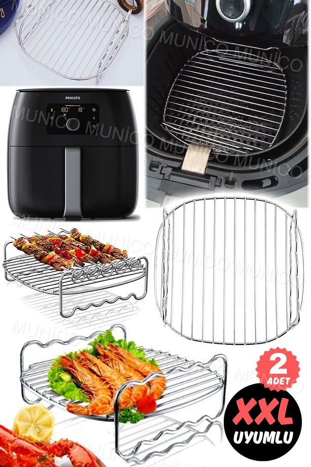 2 Adet Yüksek Sıcaklıklarda Mükemmel Performans: XXL Airfryer Izgara Teli ile Kolay Temizlik - 1