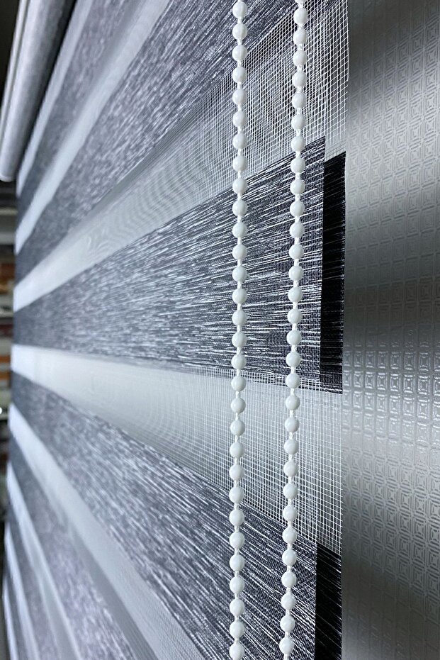 Ithal Bambu Antrasit Bambu Stor Zebra Perde Etek Dilimsiz - 1