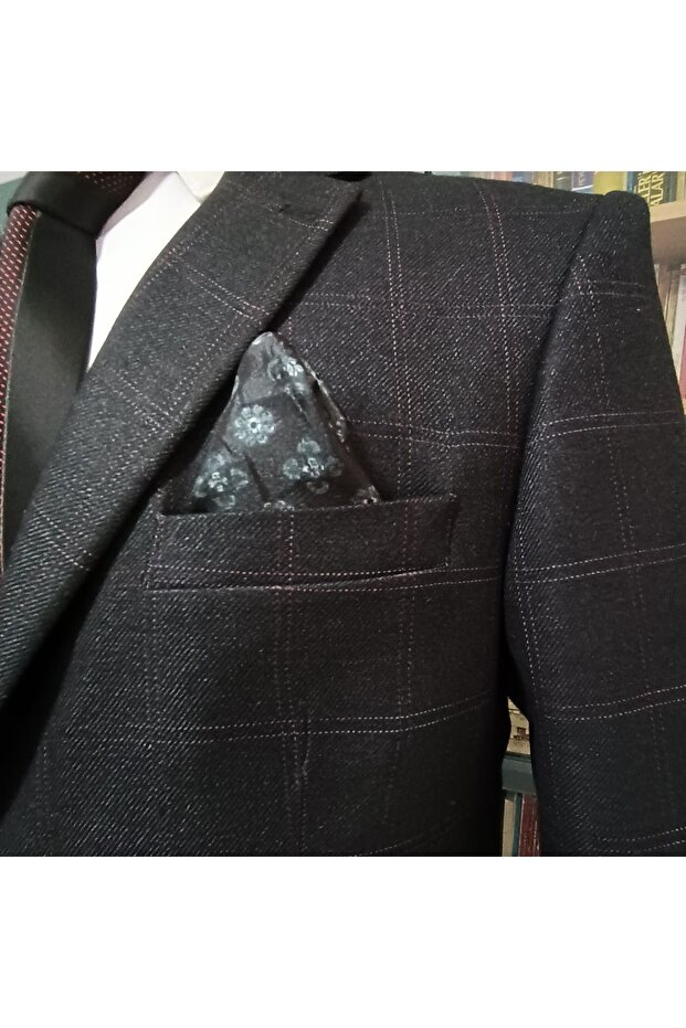 Kışlık Siyah Kareli Ceket - 5