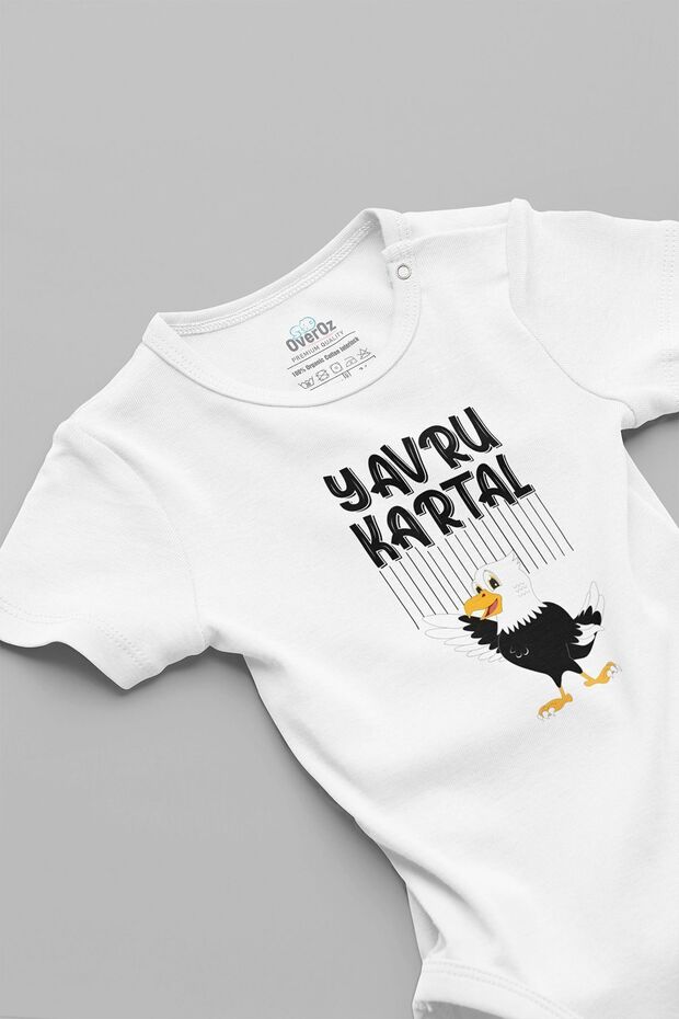 Organik %100 Pamuk Yavru Kartal Taraftar Baskılı Bebek Body Kısa Kollu Çıtçıtlı Badi Zıbın 5193-2 - 1