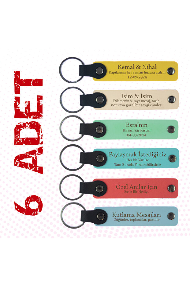6-piece Gift Memory Keychains - Name And SpeciaL Message WritabLe on It