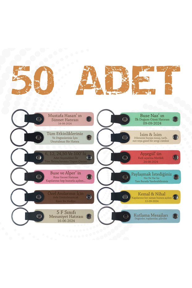 Set of 50 for School Farewell Party Teacher's Name - Leather Gift Memory And Souvenir Keychain