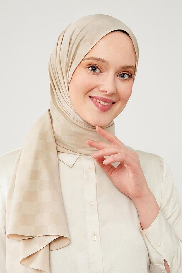 Vizon Dama Desen Jakarlı Elegance Şal - 2