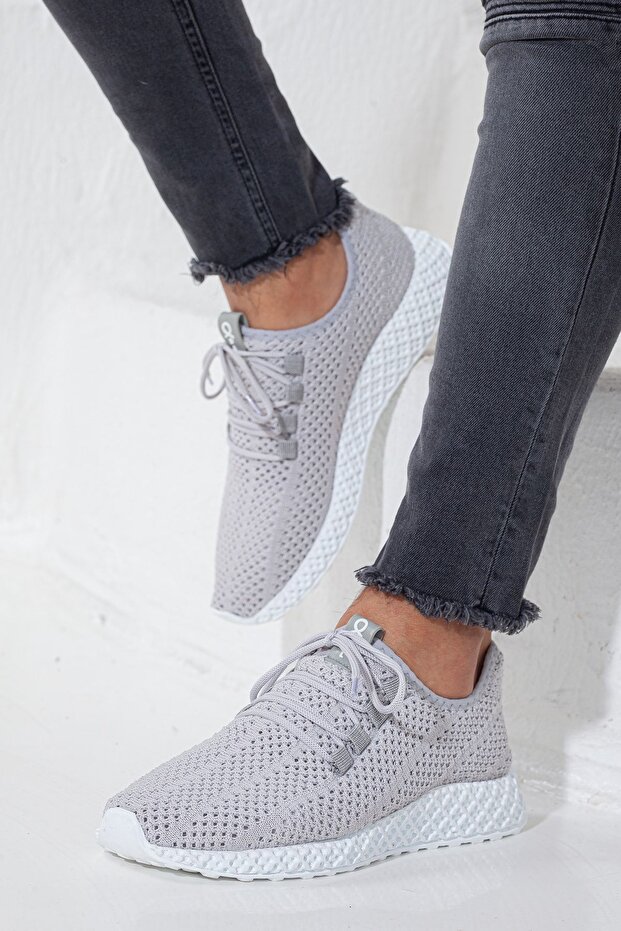 Unisex Gri Örme Triko Spor Ayakkabı Örmşms1174 - 4