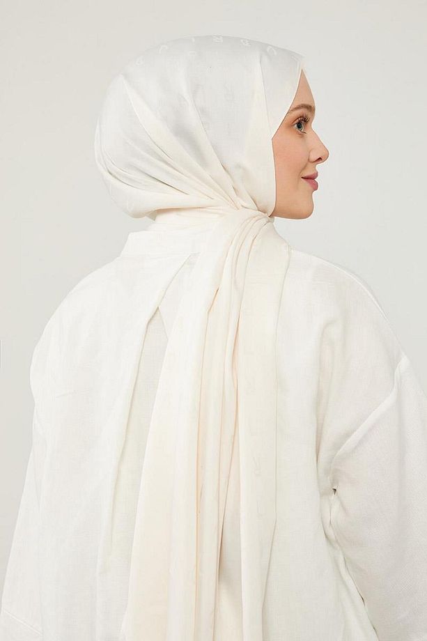 Ekru LVD Baskılı Jakarlı Şal - 3