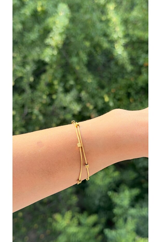 Double Row Minimal Steel Cube Bracelet