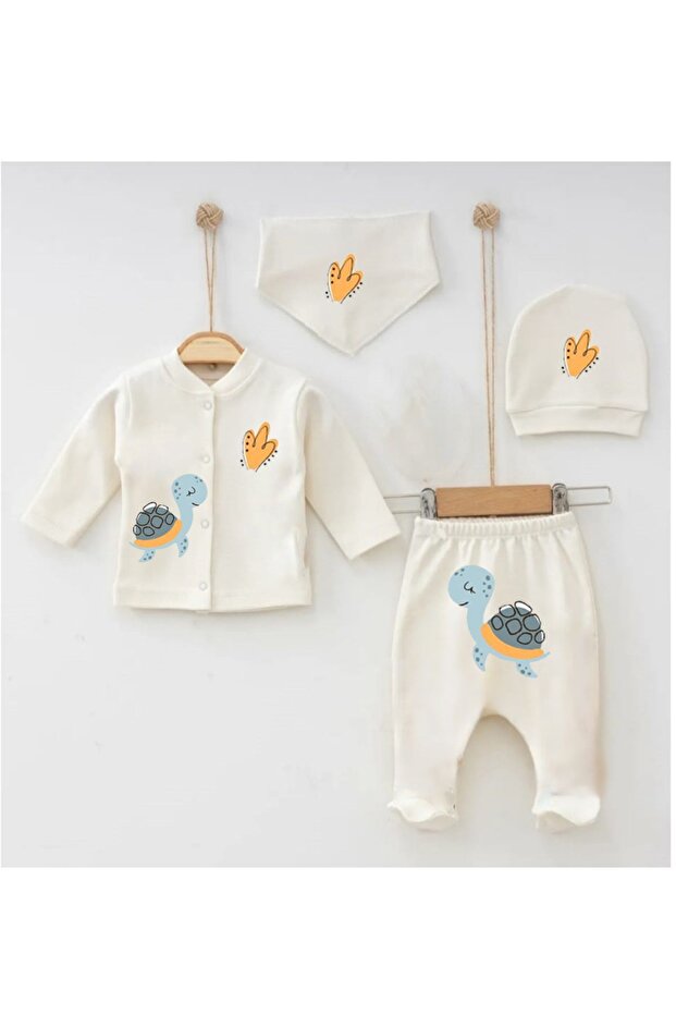 Baby Hospital Discharge Set, Turtle Patterned, Natural Cotton , 0-3 Months