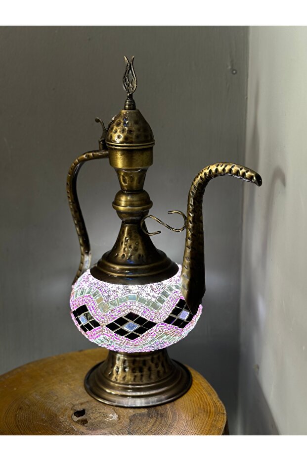 مصباح طاولة عاكس الضوء مصنوع يدويًا من الفسيفساء مع هدية لمبة