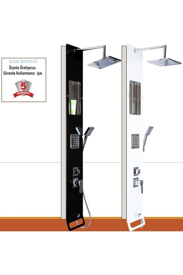 Sam Lena Siyah Duş Paneli, Raflı Duş, Robot Duş, Duş Seti, Masajlı Duş, - 3