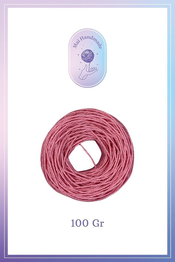 Örgü Ip Sarılmış Kağıt Ip 100 gr Pembe - 1