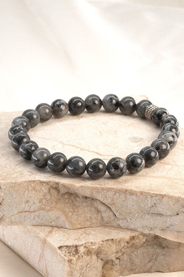 Gray Jasper Natural Stone Men's Bracelet Elastic Wrist Accessory Suitable for All Wrists