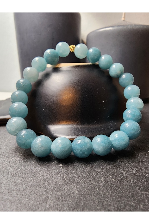 Aquamarine Natural Stone - Women's and Men's Bracelet, Positivity and Courage Health