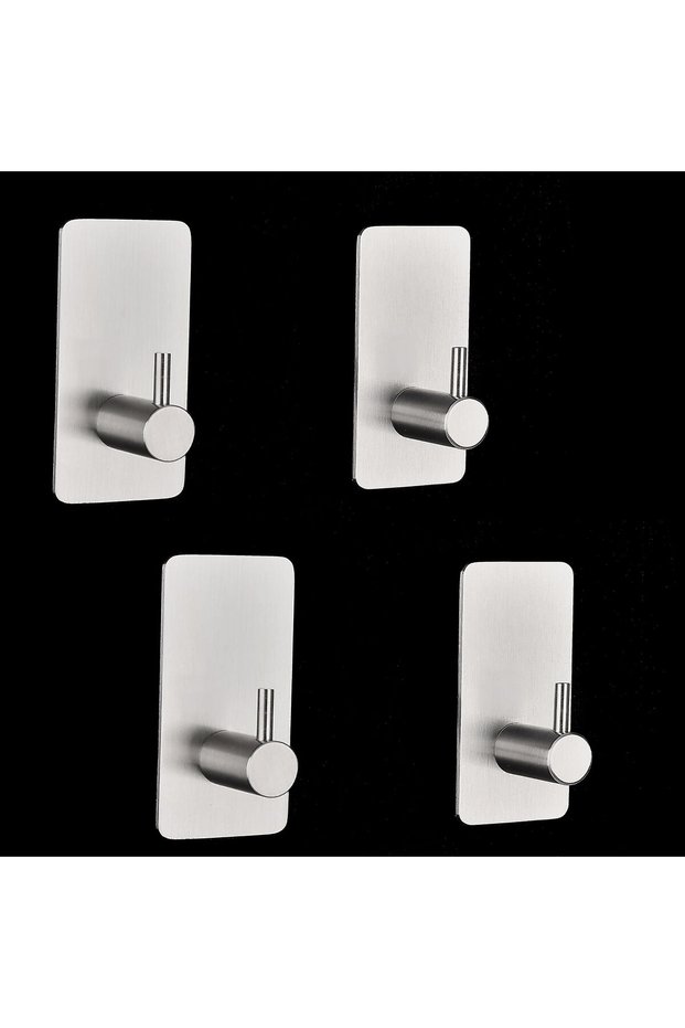 Stainless Steel 4 Pieces Robe Hanger Self Adhesive Towel Holder -inox- Instant Mount
