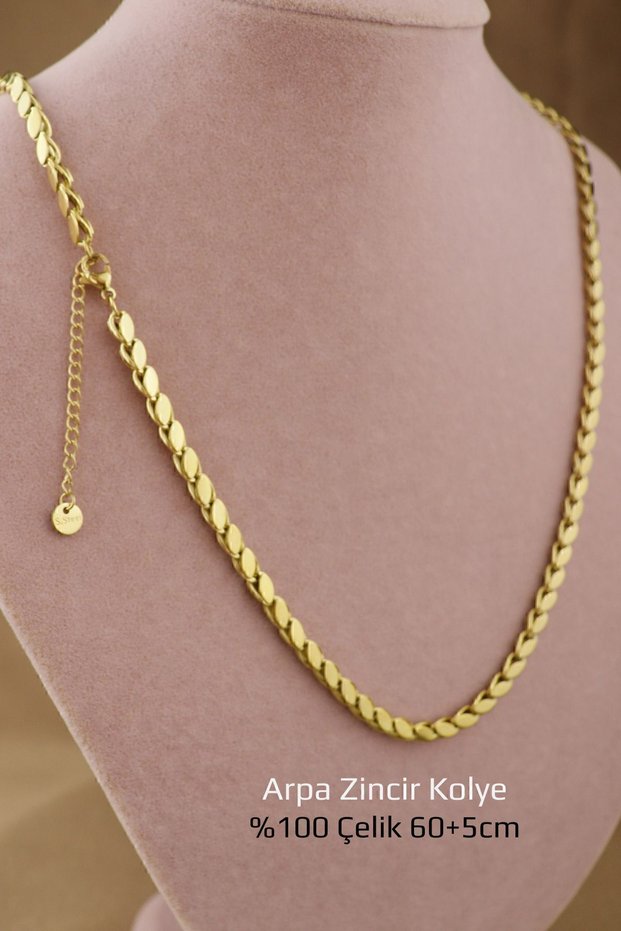 Barley Steel Necklace - Steel Tarnish Barley Chain 316L 100% Steel Necklace 60+5cm