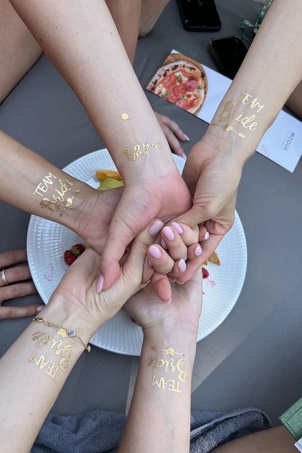 6 Adet Team Bride Arrow Kalpli Gold Rengi Bekarlığa Veda Partisi Için Geçici Dövme - 4