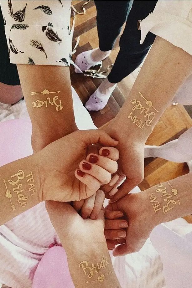 6 Adet Team Bride Arrow Kalpli Gold Rengi Bekarlığa Veda Partisi Için Geçici Dövme - 1