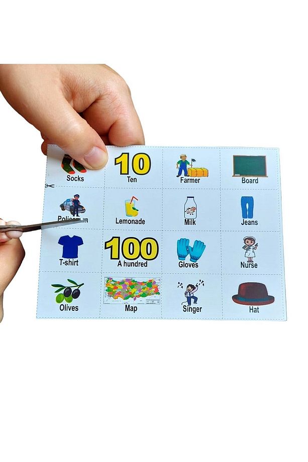 Bingo - İngilizce Tombala - Sayılar - Meslekler - Okul - Elbiseler - Yiyecekler - 3