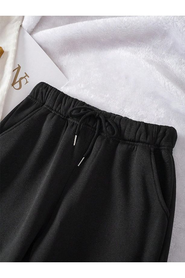 2 Li Kışlık Kalın Jogger Eşofman Altı - Lastik Paça Yüksek Bel - 6