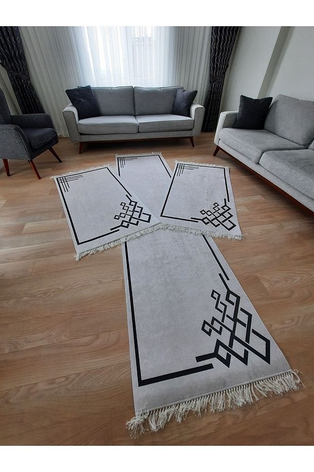 Kaymaz Taban Halı Seti 3 'lü Yatak Odası Yolluk Takımı 2 Adet 80x150 1 Adet 80x300 Cm - 3