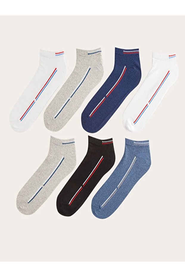 LCW ACCESSORIES Striped Men's Booties Socks 7-Piece