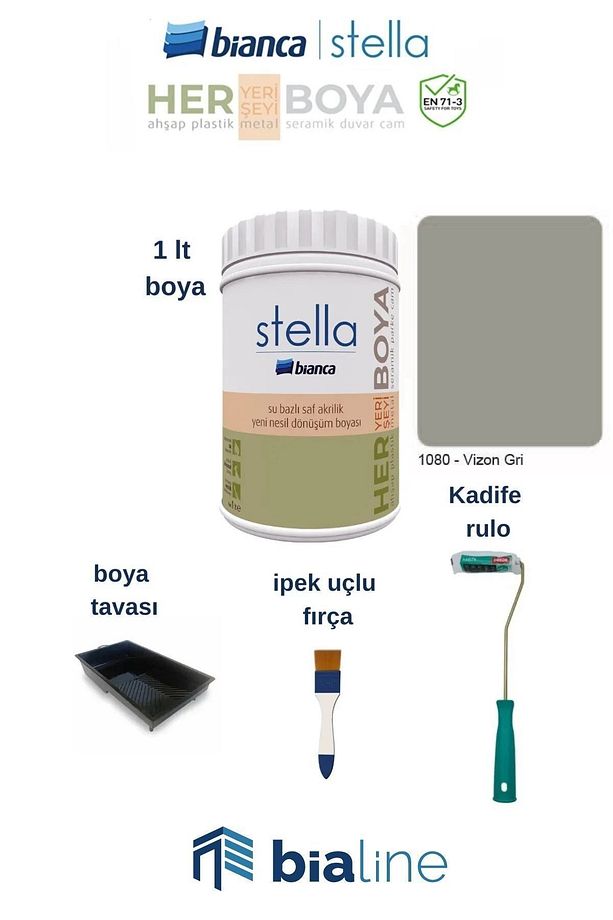 Stella Boya Seti(1 Lt Boya -Rulo-Fırça-Boya Tavası) - 1