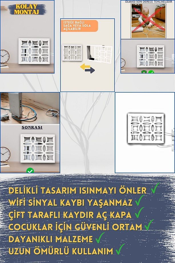 Tasarım Çiçek Desenli Modem/sigorta Saklama Kutusu, 40cm X 33cm - 6