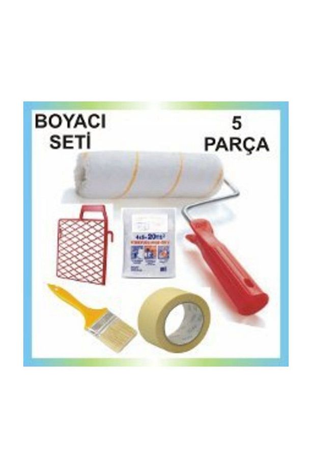 5 Parça Boyacı Seti Fırça-rulo-ızgara-kağıt Bant -örtü - 1