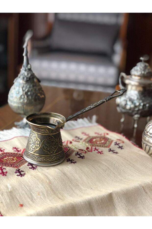 Bakır Tek Kişilik Desenli Cezve - 2