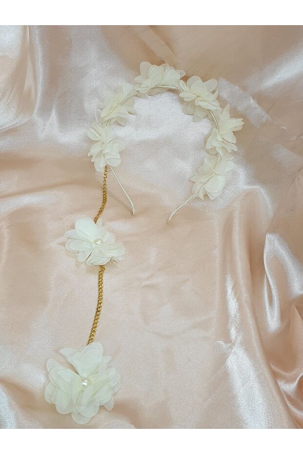 Melkady 260a - Crown with Pearls and Flowers Earrings