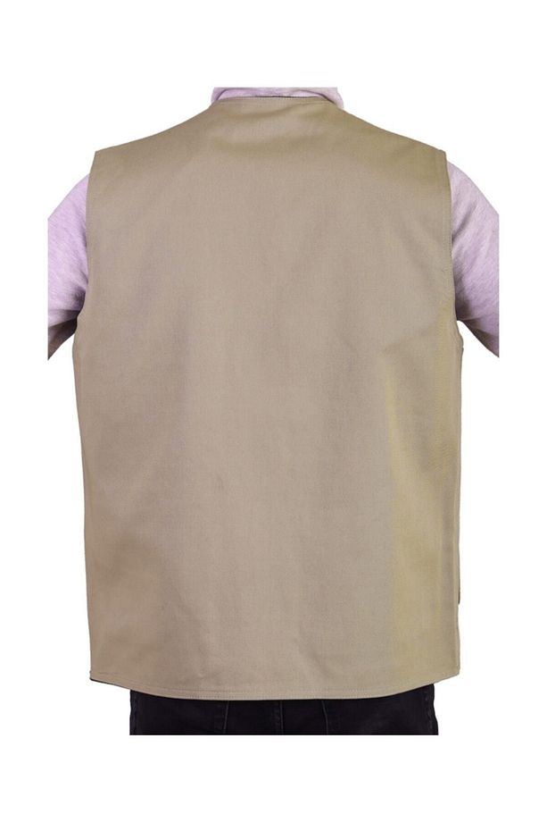 Çok Cepli Yazlık Açık Krem Gabardin Yelek - 3
