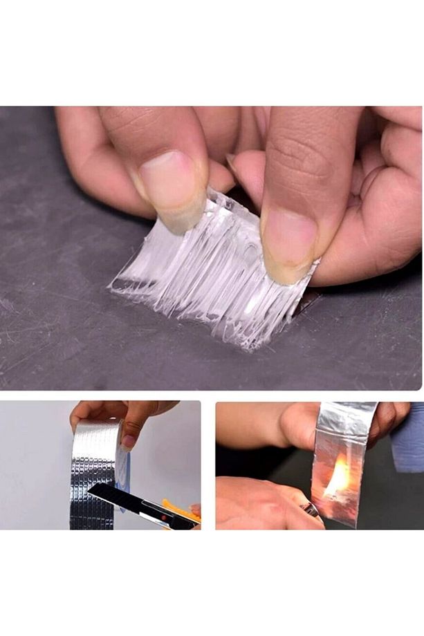 3 Adet 5 Mt Yüksek Sıcaklığa Dayanıklı Çatı Duvar Çatlak Onarıcı Yapışkan Bant Folyo 5 Cm - 6