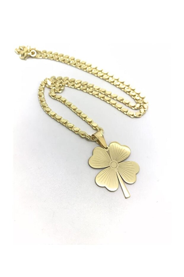 Gümüş Yoncalı Arpa Pullu Zincir Kolye - 3