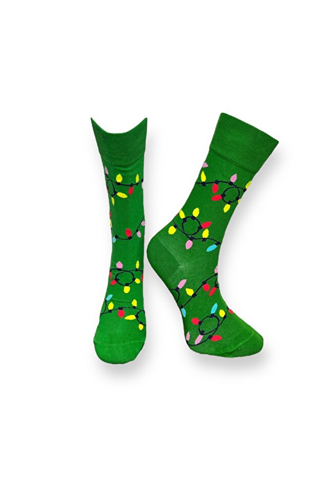 2'li Christmas Desenli Unisex Esnek Nem Alabilen Pamuklu Soket Çoraplar - 2