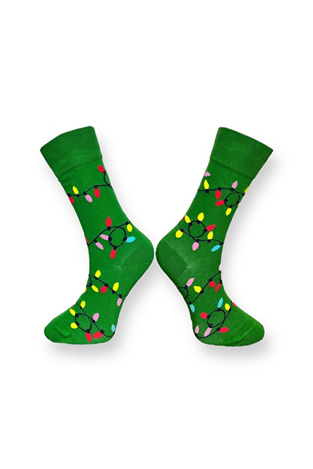 2'li Christmas Desenli Unisex Esnek Nem Alabilen Pamuklu Soket Çoraplar - 3