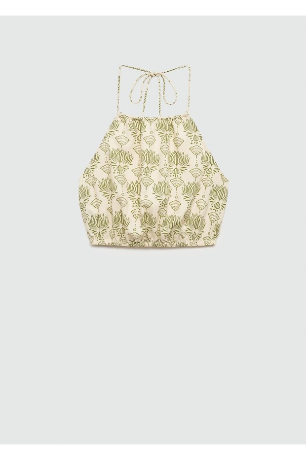 Patterned Cropped Blouse - 3