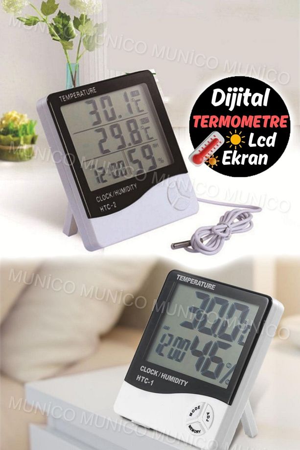 Ev ve Ofis İçin Dijital LCD Termometre - Higrometre Nem Ölçer ve Sıcaklık Gösterimi - 1